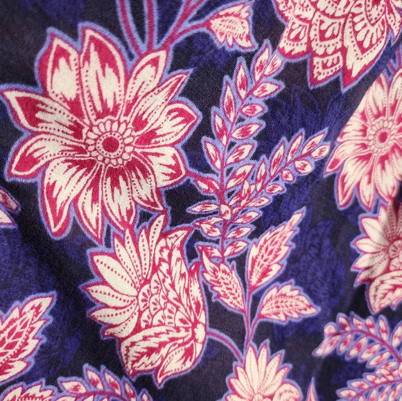 XiRENA Tierney Cotton Sleeveless Tiered Midi Dress Navy purple pink Sz M pockets - Picture 3 of 16